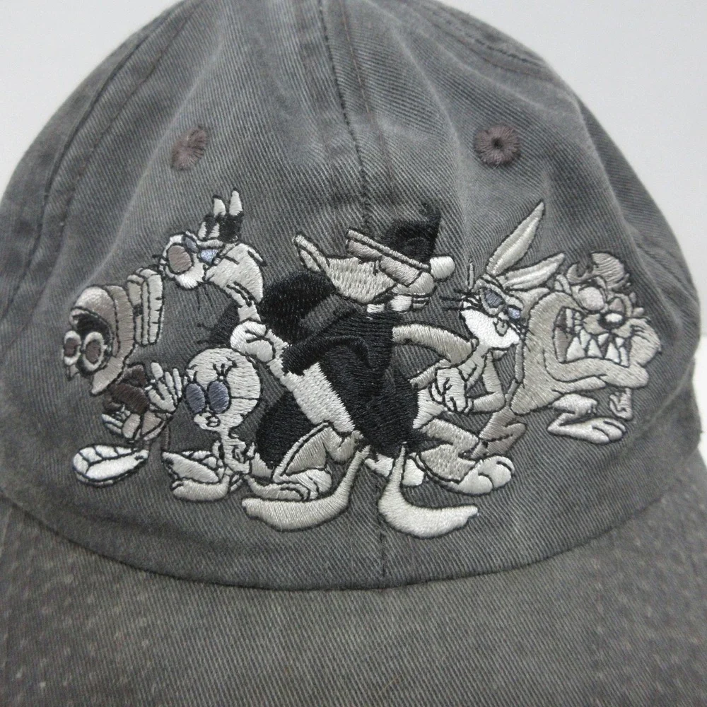 Looney‎ Tunes Hat Cap Strapback Men OS Cartoon Embroidered Gray That's All Folks